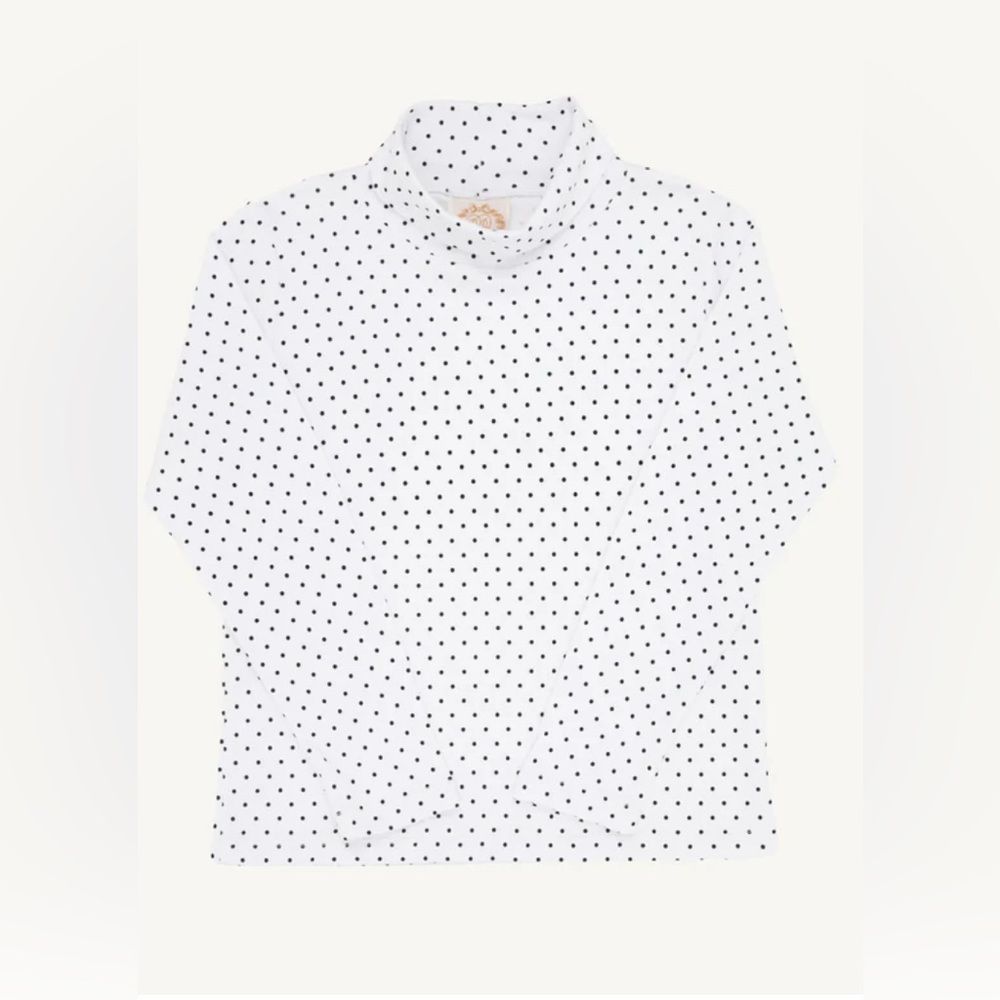 The Beaufort Bonnet Company White and Black Polka Dot Turtleneck